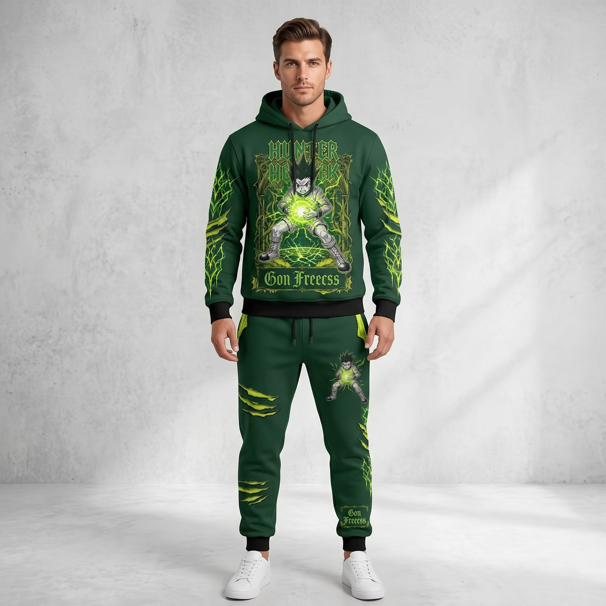 Anime Hunter Hoodie & Sweatpants Set — Manga Inspired Tracksuit — Character Graphic Jogger Set for A - Custom Fan Apparel Image 2