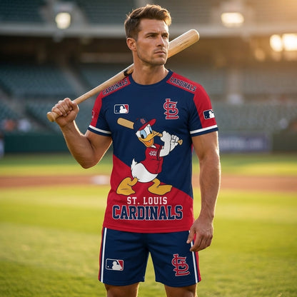 Cartoon Duck Baseball Fan T-Shirt And Shorts Set — Sport Outfit Combo | 30 Teams Available
