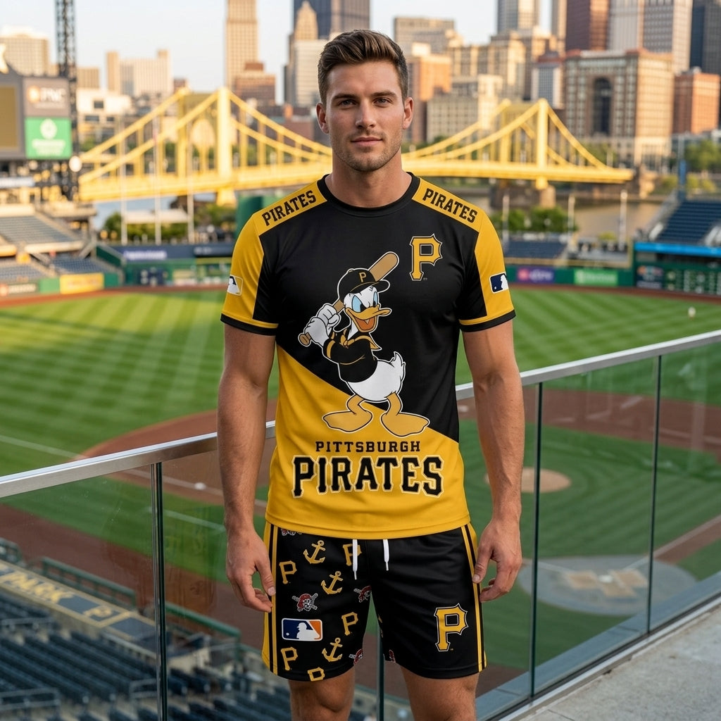 Cartoon Duck Baseball Fan T-Shirt And Shorts Set — Sport Outfit Combo | 30 Teams Available