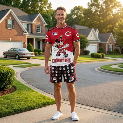 Halloween Baseball Fan T-Shirt And Shorts Set — Cartoon Mouse Sport Outfit | 30 Teams Available