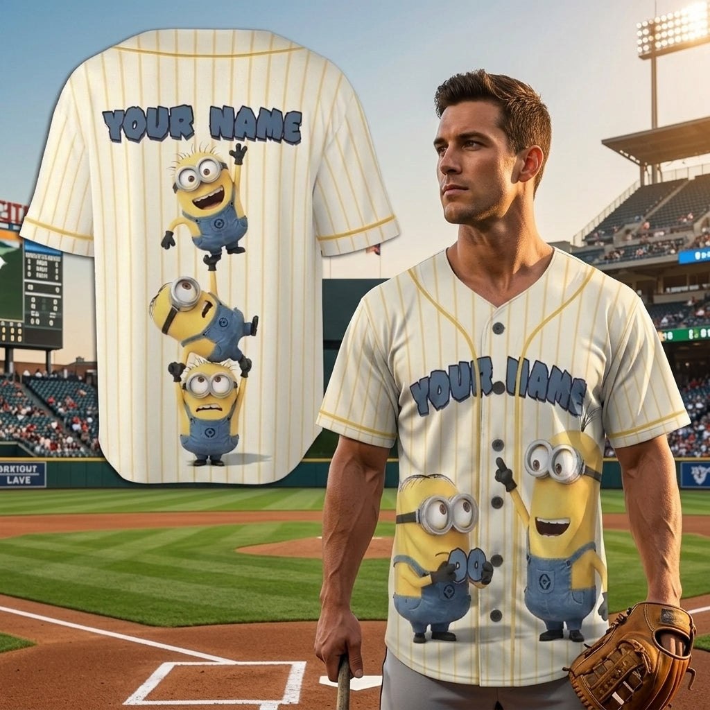 Personalized Baseball Jersey — Custom Name Number Cartoon Character Jersey — Funny Baseball Fan Gift - Custom Fan Apparel Image 2