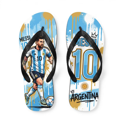 Argentina No.10 Legend Flip-Flops | Special Football Fan Sandals — Iconic Soccer Summer Beach Slippe - Custom Fan Apparel Image 2