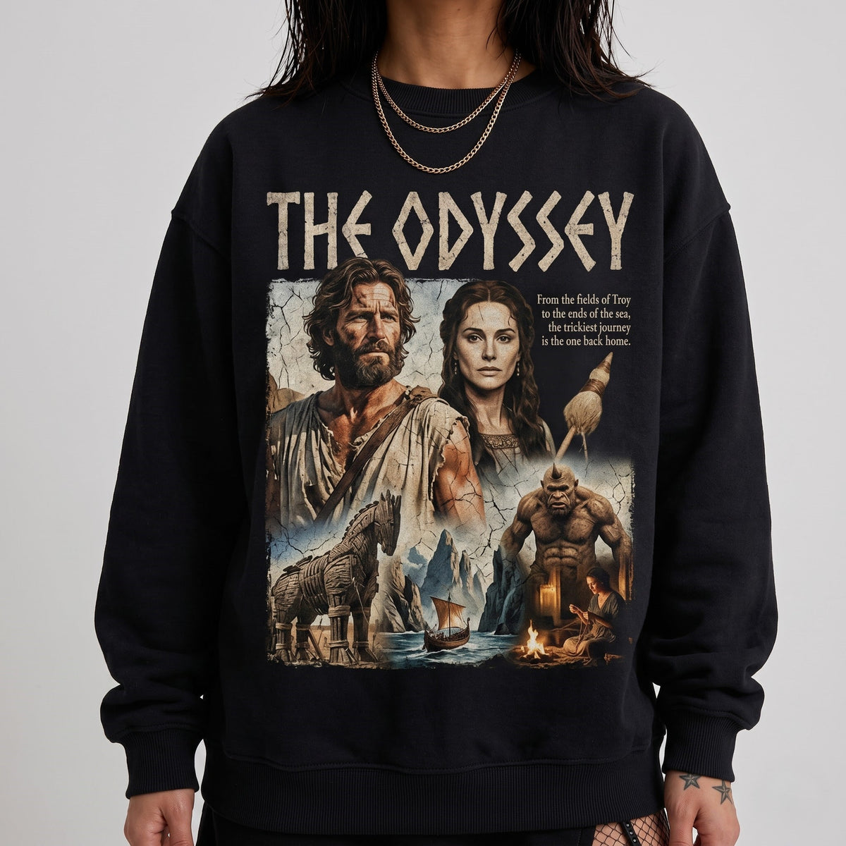 Greek Mythology Graphic Shirt — The Odyssey Inspired T-Shirt — Sweatshirt — Hoodie & Zip Hoodie — An - Custom Fan Apparel Image 4
