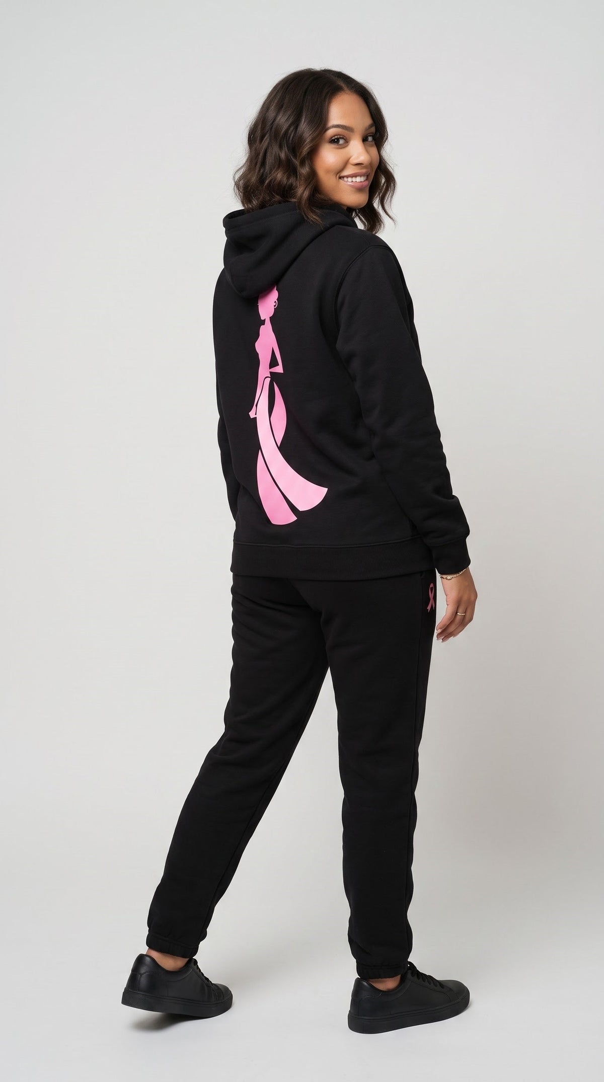 Pink Ribbon Hoodie & Sweatpants Set, Breast Cancer Awareness Tracksuit, Hope Support Outfit Hoodie & Sweatpants Set — 8 Styles