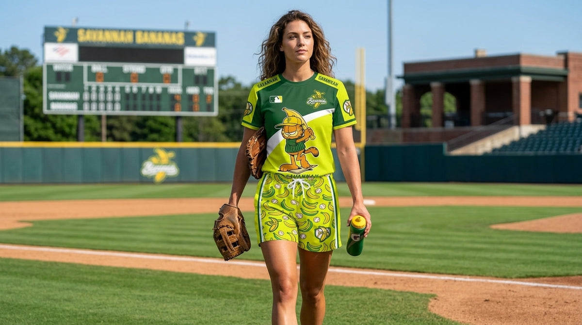 Baseball Fan T-Shirt And Shorts Set — Green Yellow Cartoon Sport Outfit For Summer - Custom Fan Apparel Image 12