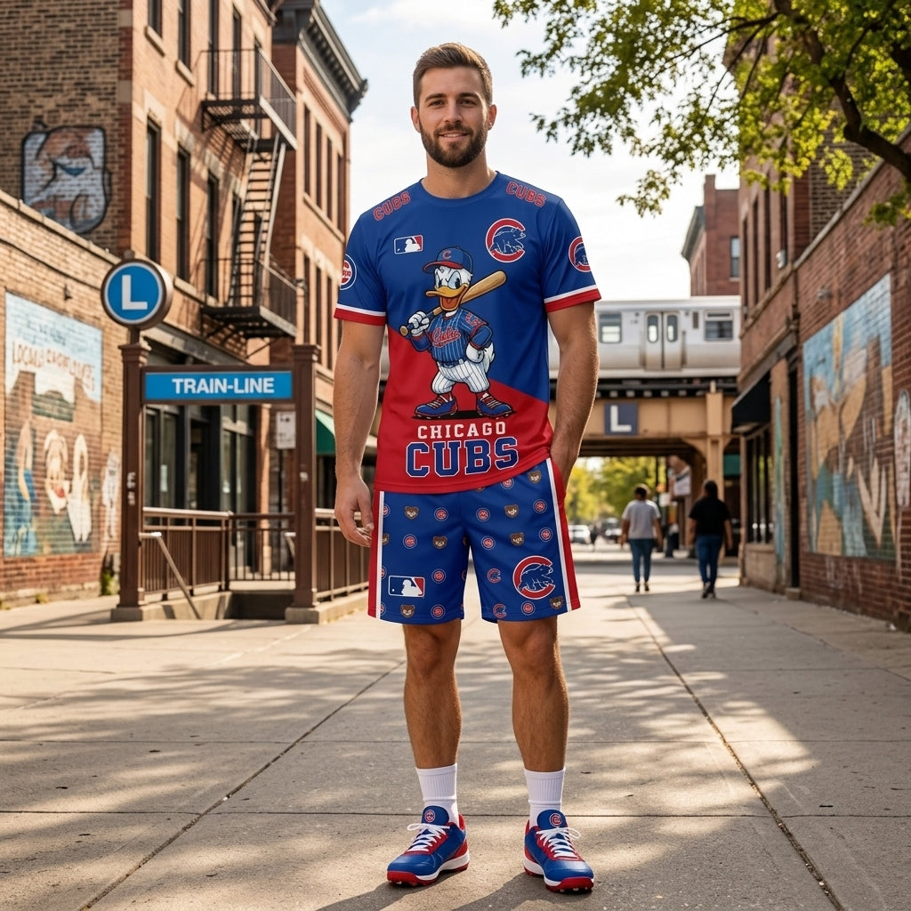 Cartoon Duck Baseball Fan T-Shirt And Shorts Set — Sport Outfit Combo | 30 Teams Available - Custom Fan Apparel Image 4