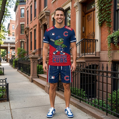 Meme Frog Baseball Fan T-Shirt And Shorts Set — Funny Sport Outfit | 30 Teams Available