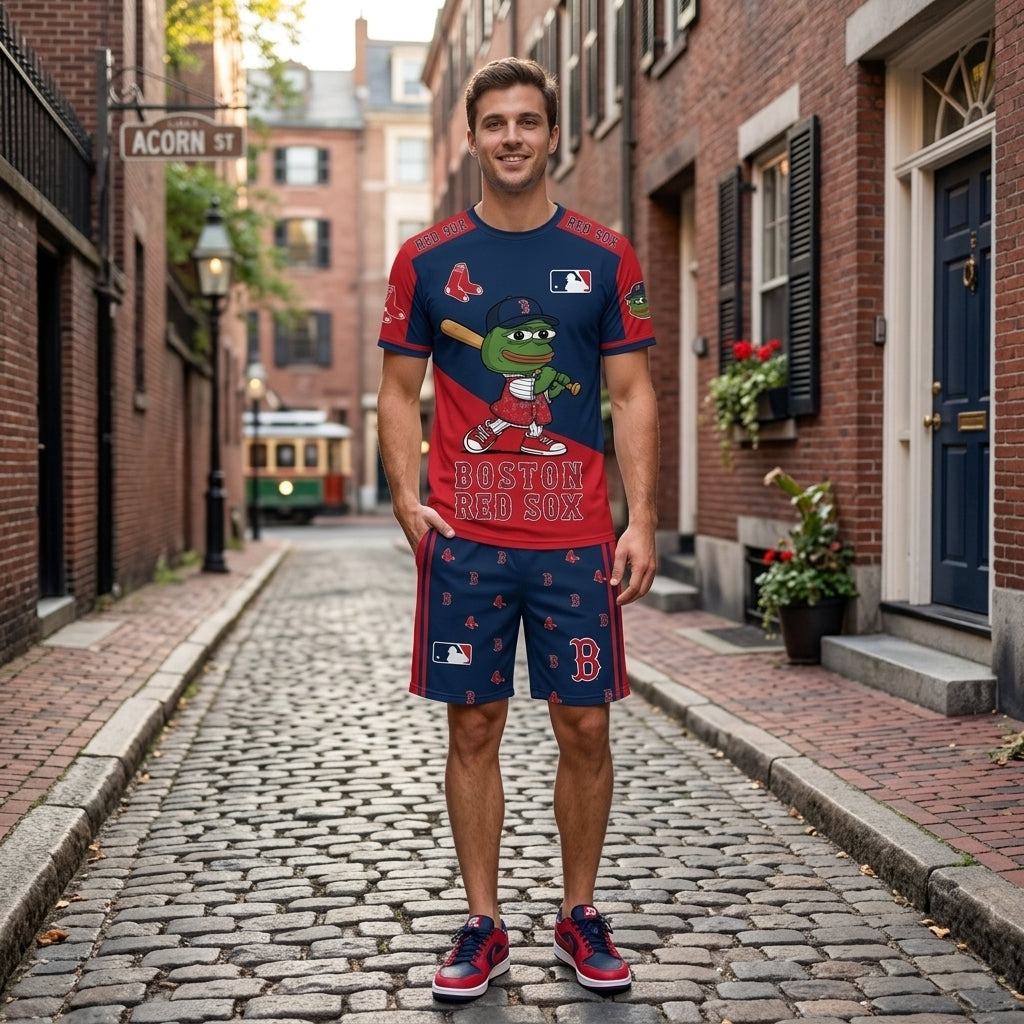 Meme Frog Baseball Fan T-Shirt And Shorts Set — Funny Sport Outfit | 30 Teams Available - Custom Fan Apparel Image 12