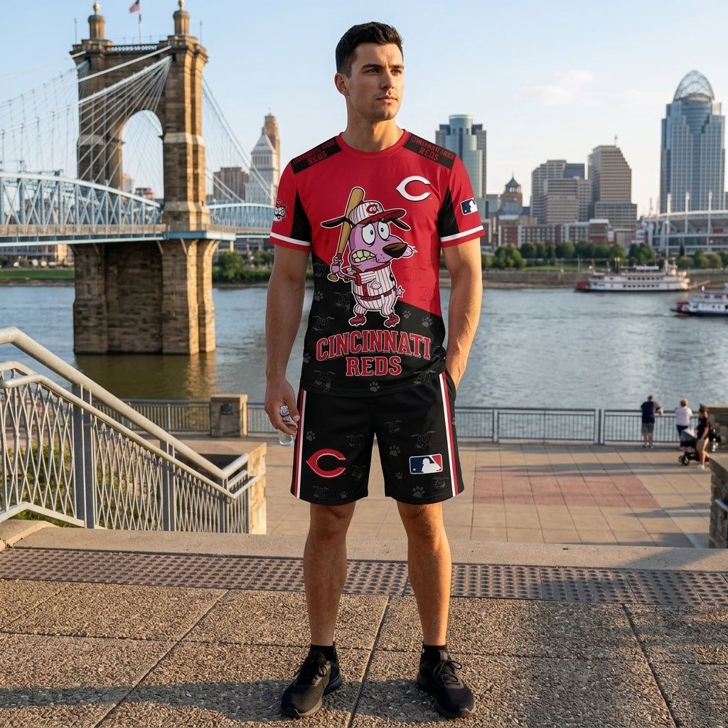 Sport Fan Set T-Shirt + Shorts — Cartoon Dog Baseball Inspired Outfit | All 30 Teams Available