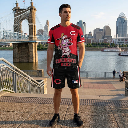 Sport Fan Set T-Shirt + Shorts — Cartoon Dog Baseball Inspired Outfit | All 30 Teams Available