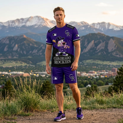Sport Fan Set T-Shirt + Shorts — Cartoon Dog Baseball Inspired Outfit | All 30 Teams Available
