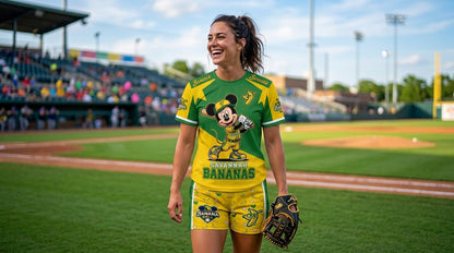 Baseball Fan T-Shirt And Shorts Set — Green Yellow Cartoon Sport Outfit For Summer - Custom Fan Apparel Image 8