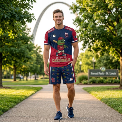 Meme Frog Baseball Fan T-Shirt And Shorts Set — Funny Sport Outfit | 30 Teams Available