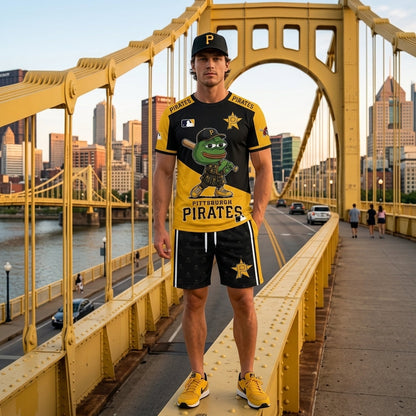 Meme Frog Baseball Fan T-Shirt And Shorts Set — Funny Sport Outfit | 30 Teams Available