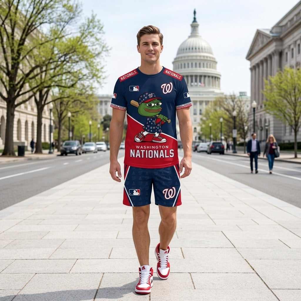 Meme Frog Baseball Fan T-Shirt And Shorts Set — Funny Sport Outfit | 30 Teams Available