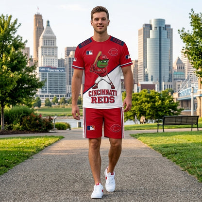 Meme Frog Baseball Fan T-Shirt And Shorts Set — Funny Sport Outfit | 30 Teams Available