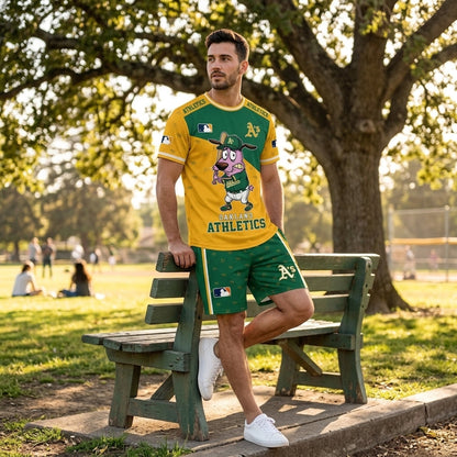 Sport Fan Set T-Shirt + Shorts — Cartoon Dog Baseball Inspired Outfit | All 30 Teams Available