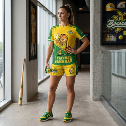 Baseball Fan T-Shirt And Shorts Set — Green Yellow Cartoon Sport Outfit For Summer - Custom Fan Apparel Image 10