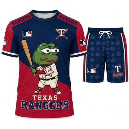 Meme Frog Baseball Fan T-Shirt And Shorts Set — Funny Sport Outfit | 30 Teams Available