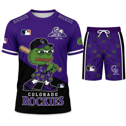 Meme Frog Baseball Fan T-Shirt And Shorts Set — Funny Sport Outfit | 30 Teams Available