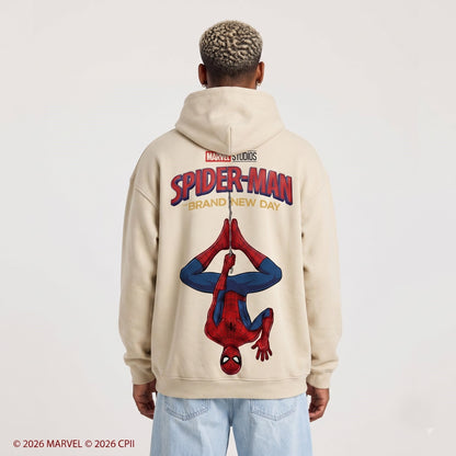 Cream Long Sleeve Shirt — Comic Web Hero Inspired Back Print Tee — Superhero Fan Streetwear Gift - Custom Fan Apparel Image 6