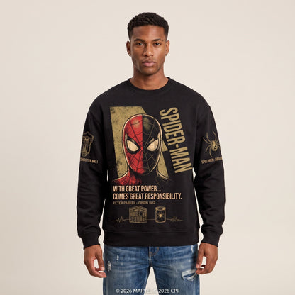 Black Long Sleeve Shirt — Comic Web Hero Inspired Back Print Tee — Superhero Fan Streetwear Gift - Custom Fan Apparel Image 5