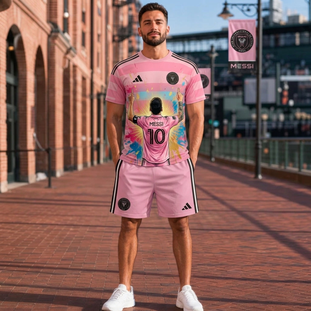 Special Edition Football Legend T-Shirt + Shorts Set — Pink Soccer Fan Outfit - Custom Fan Apparel Image 6
