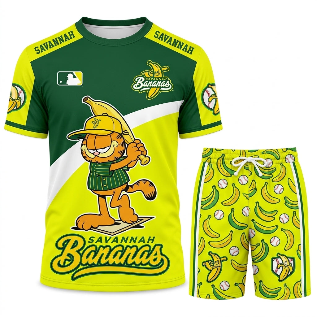 Baseball Fan T-Shirt And Shorts Set — Green Yellow Cartoon Sport Outfit For Summer - Custom Fan Apparel Image 11