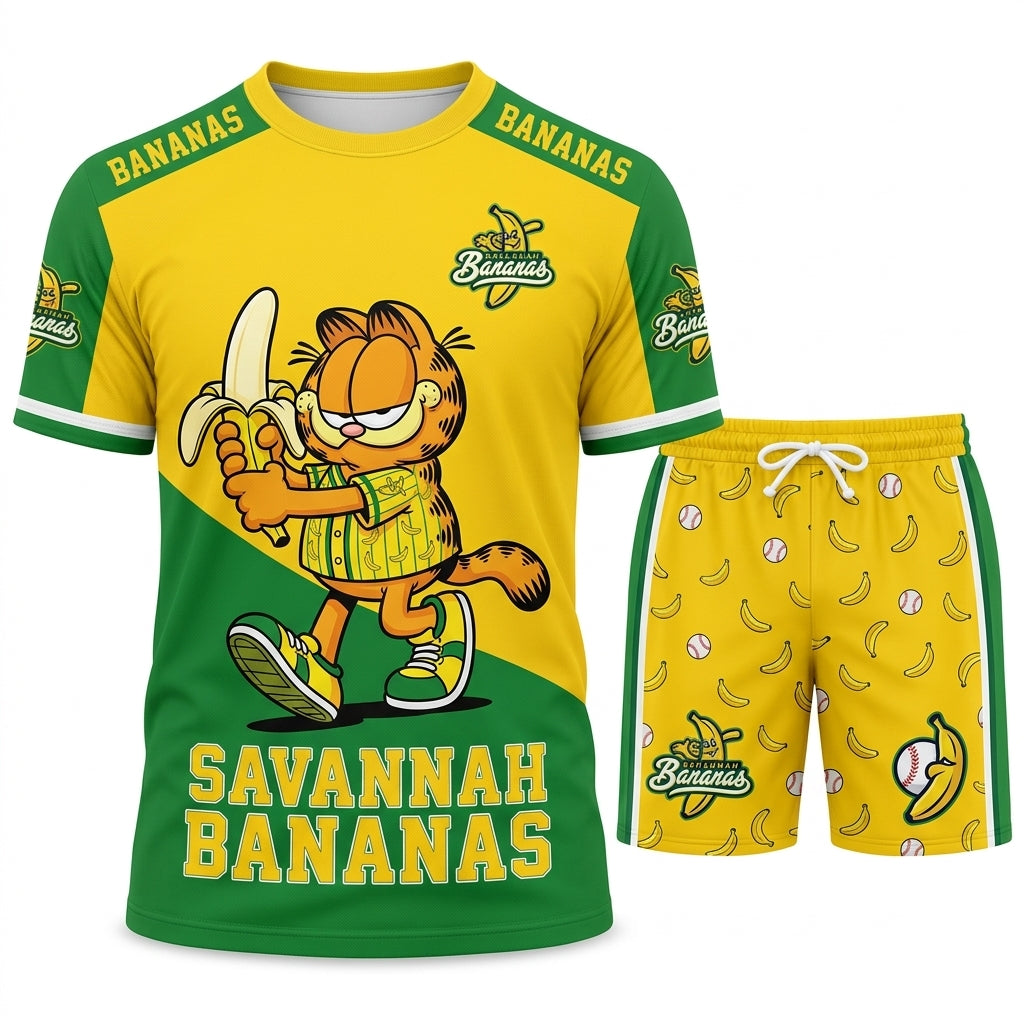 Baseball Fan T-Shirt And Shorts Set — Green Yellow Cartoon Sport Outfit For Summer - Custom Fan Apparel Image 9