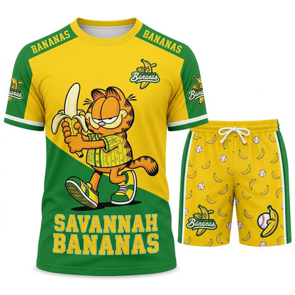 Baseball Fan T-Shirt And Shorts Set — Green Yellow Cartoon Sport Outfit For Summer - Custom Fan Apparel Image 9