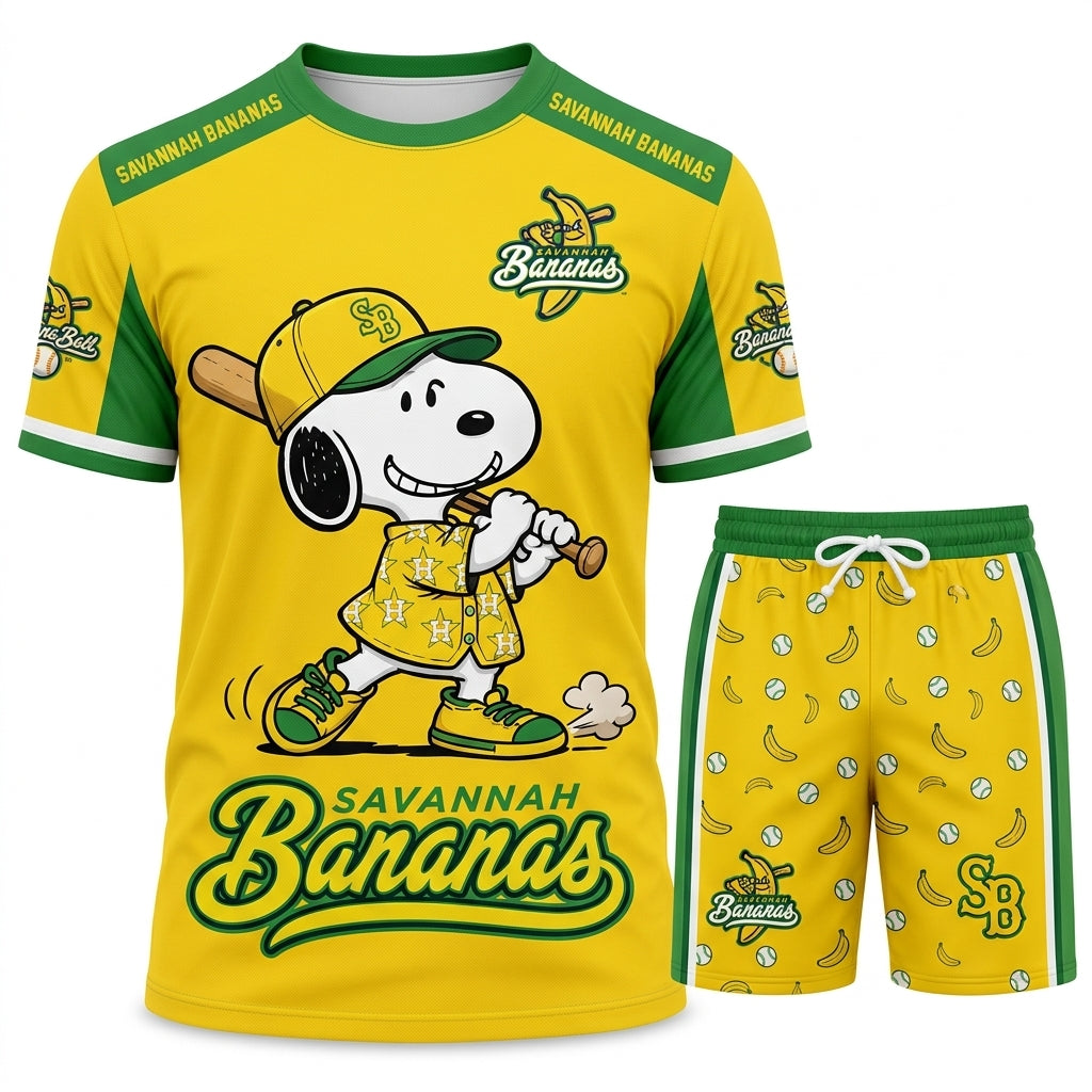 Baseball Fan T-Shirt And Shorts Set — Green Yellow Cartoon Sport Outfit For Summer - Custom Fan Apparel Image 17