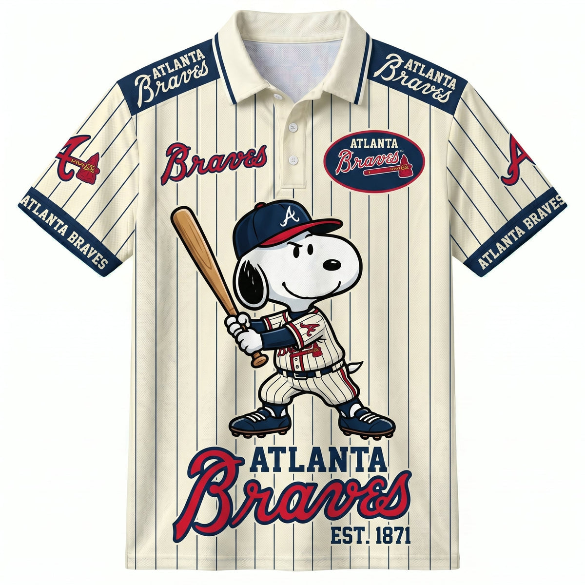 National League — NL Baseball Polo Shirt — Team Color Game Day Polo — Cartoon Dog Baseball Inspired  - Custom Fan Apparel Image 1