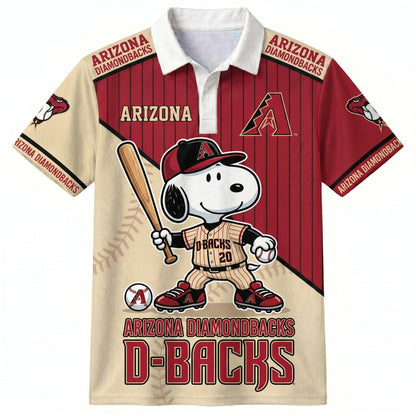 National League — NL Baseball Polo Shirt — Team Color Game Day Polo — Cartoon Dog Baseball Inspired Sports Jersey — Navy Pinstripe Fanwear Shirt