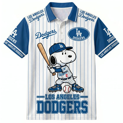 National League — NL Baseball Polo Shirt — Team Color Game Day Polo — Cartoon Dog Baseball Inspired Sports Jersey — Navy Pinstripe Fanwear Shirt