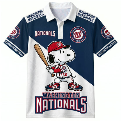 National League — NL Baseball Polo Shirt — Team Color Game Day Polo — Cartoon Dog Baseball Inspired  - Custom Fan Apparel Image 9