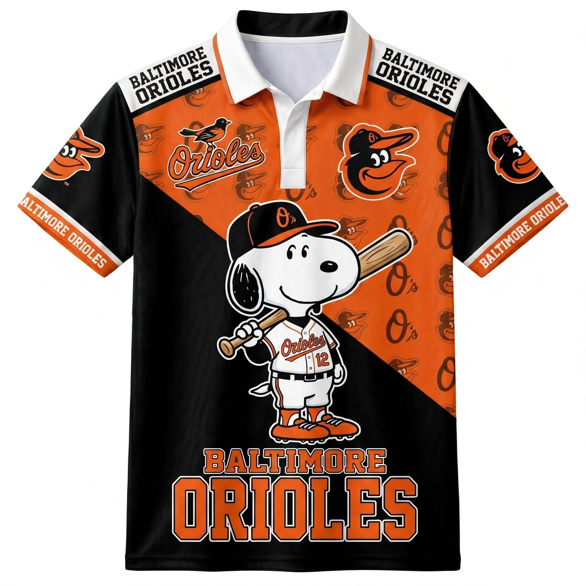 American League - AL Baseball Polo Shirt — Team Color Game Day Polo — Cartoon Dog Baseball Inspired  - Custom Fan Apparel Image 3