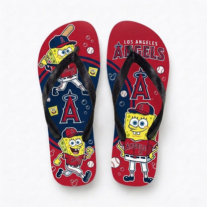 Cartoon Yellow Sponge Baseball Flip Flops — Sport Fan Sandals | 30 Teams Available - Custom Fan Apparel Image 15