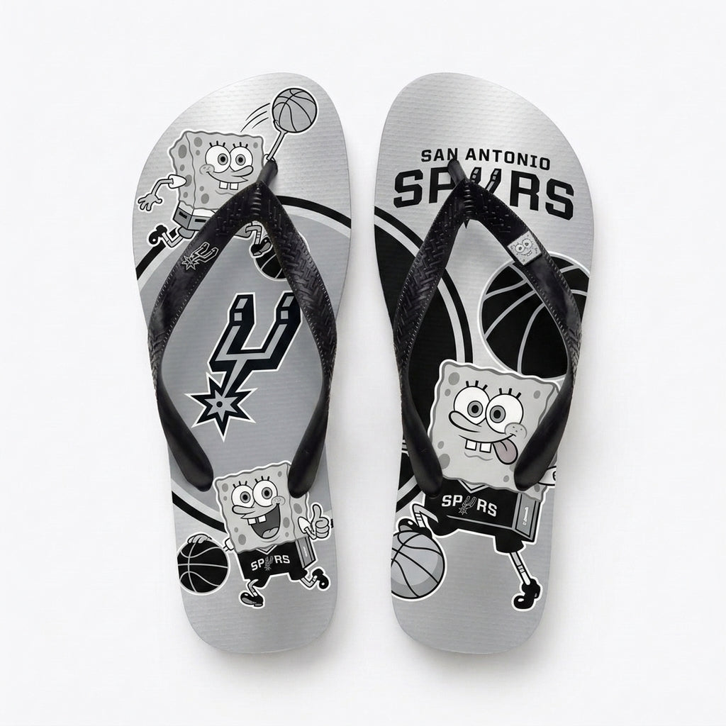 Funny Sponge Basketball Flip Flops — Sport Fan Beach Sandals | 30 Teams Available