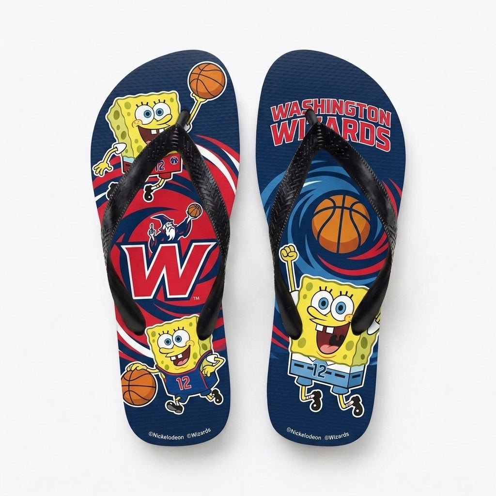 Funny Sponge Basketball Flip Flops — Sport Fan Beach Sandals | 30 Teams Available - Custom Fan Apparel Image 16