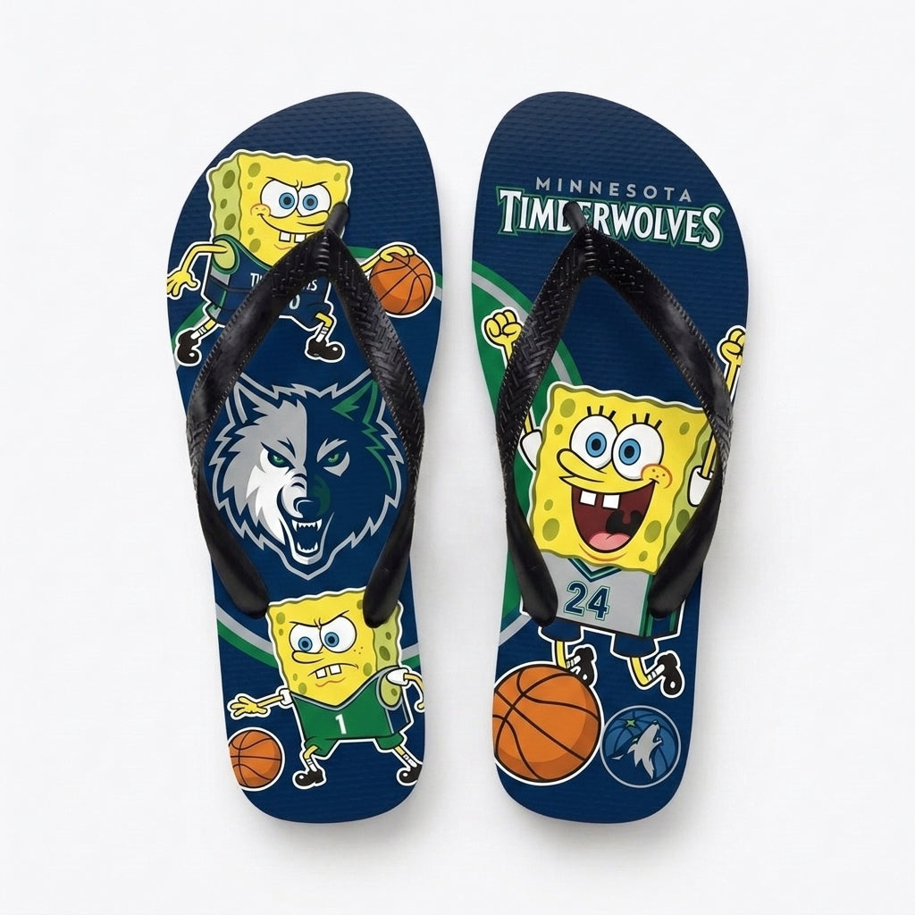 Funny Sponge Basketball Flip Flops — Sport Fan Beach Sandals | 30 Teams Available - Custom Fan Apparel Image 18