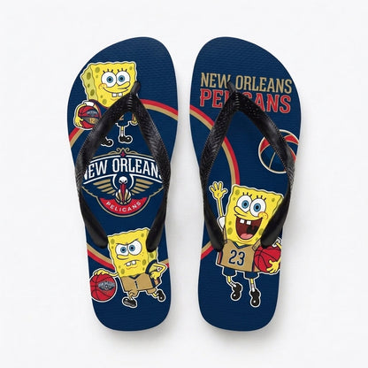 Funny Sponge Basketball Flip Flops — Sport Fan Beach Sandals | 30 Teams Available