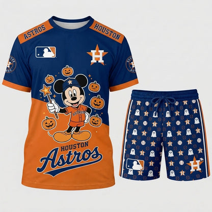 Halloween Baseball Fan T-Shirt And Shorts Set — Cartoon Mouse Sport Outfit | 30 Teams Available