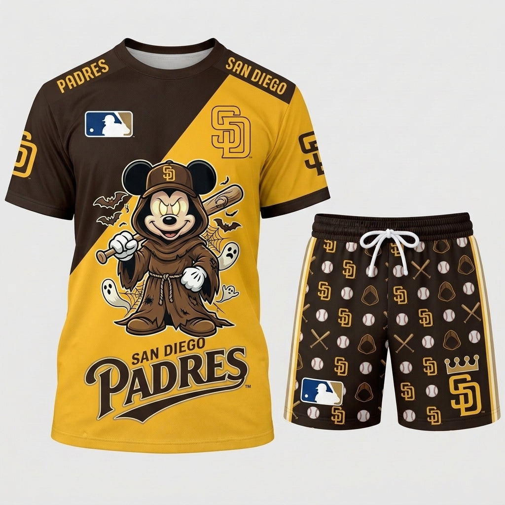 Halloween Baseball Fan T-Shirt And Shorts Set — Cartoon Mouse Sport Outfit | 30 Teams Available