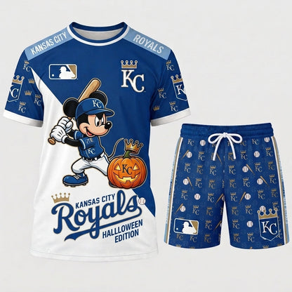 Halloween Baseball Fan T-Shirt And Shorts Set — Cartoon Mouse Sport Outfit | 30 Teams Available