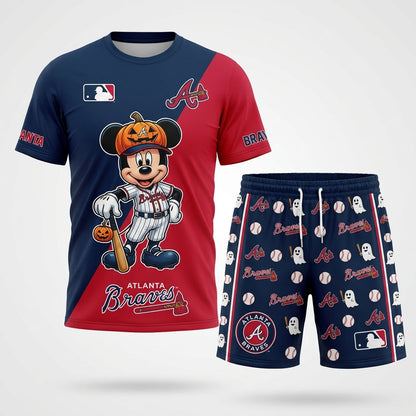 Halloween Baseball Fan T-Shirt And Shorts Set — Cartoon Mouse Sport Outfit | 30 Teams Available