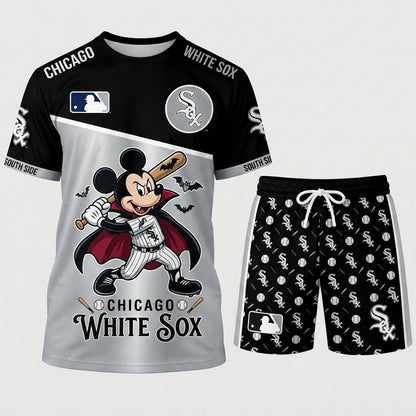 Halloween Baseball Fan T-Shirt And Shorts Set — Cartoon Mouse Sport Outfit | 30 Teams Available - Custom Fan Apparel Image 3