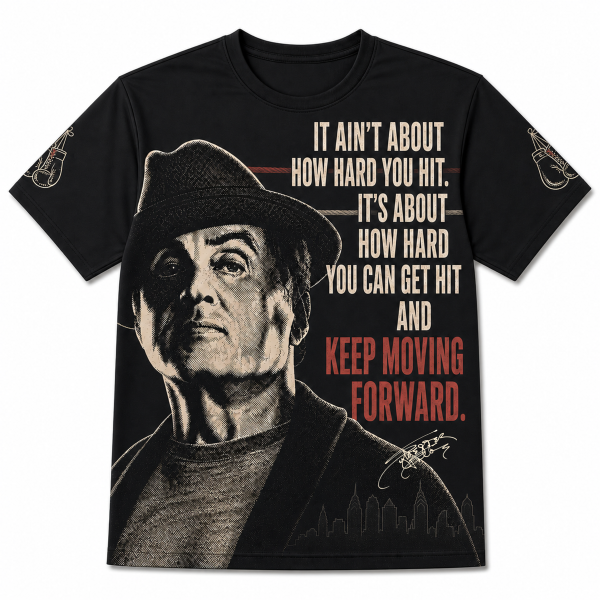 Keep Moving Forward – Vintage Fighter Graphic T-Shirt - Custom Fan Apparel Image 1