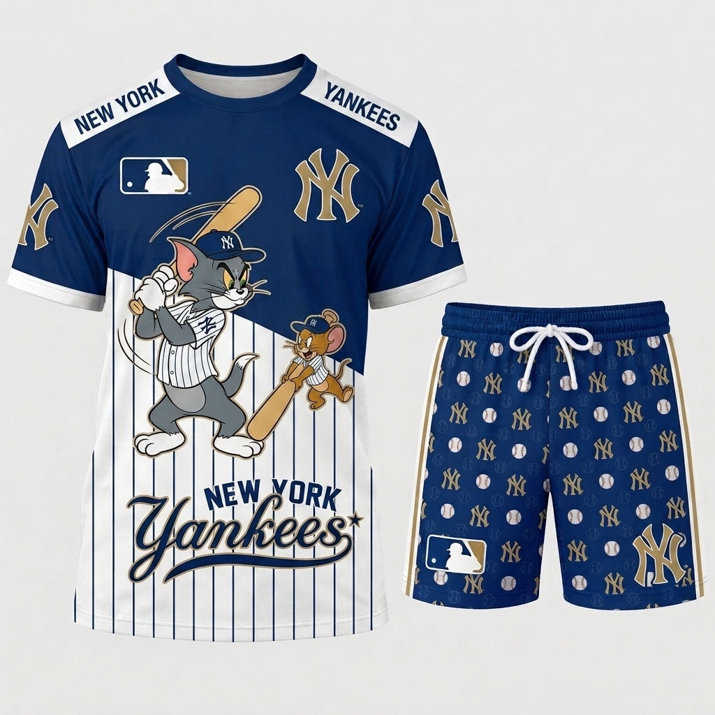 All USA Baseball Teams Inspired Fan Set — Graphic T-Shirt And Shorts Combo Outfit - Custom Fan Apparel Image 3