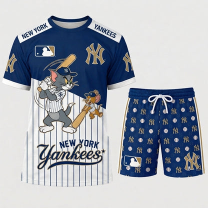 All USA Baseball Teams Inspired Fan Set — Graphic T-Shirt And Shorts Combo Outfit - Custom Fan Apparel Image 3