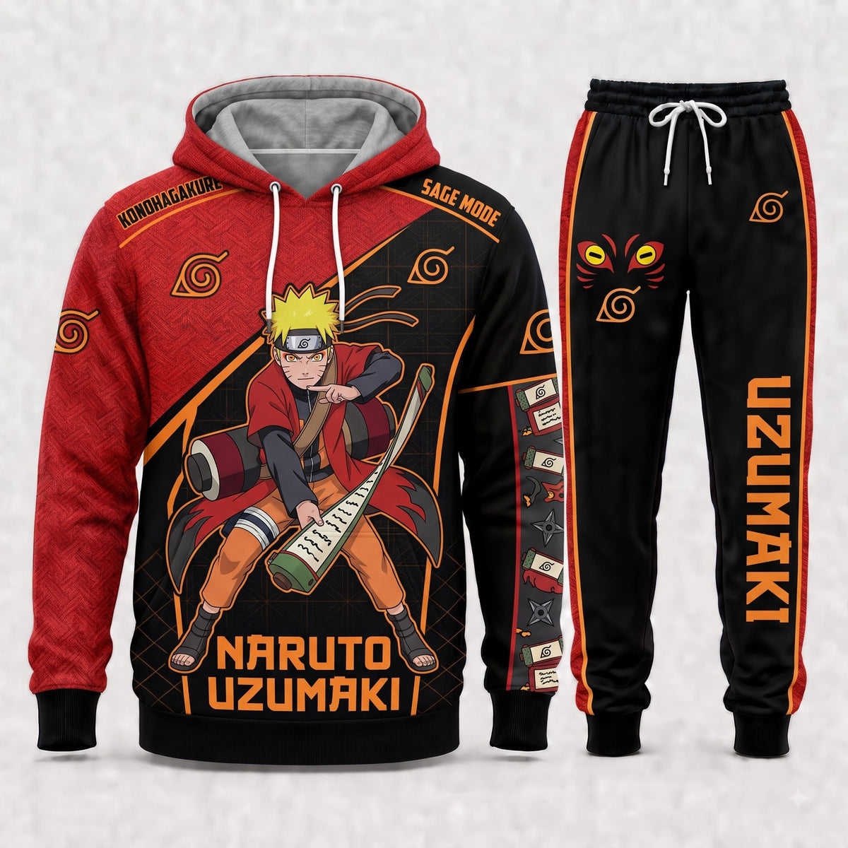 Uzumaki Naruto Hoodie & Sweatpants Tracksuit Set — Naruto Shippuden Inspired - Custom Fan Apparel Image 4